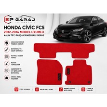 EP Garaj Otomotiv Honda Civic Fc5 2016-2021 Model Uyumlu Kırmızı Kalın Tip Halı Paspas Takımı – 3 Parça Tam Set
