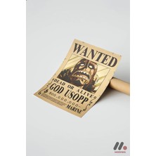 Modiwa Design One Piece Usopp Wanted Poster, Çerçevesiz Yüksek Kalite Duvar Afişi - Anime Severlere Özel Hediye