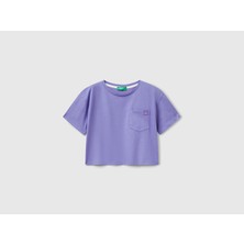 Benotton Benetton Kız Çocuk Arkası Baskılı Yama Cepli T-Shirt