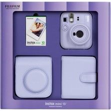 Fujifilm Instax Mini 13 Lila Fotoğraf Makinesi 10'lu Film Kare Albüm ve Deri Kılıf Bundle Box