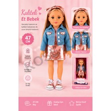 KoseToys Kız Oyuncak Bebek 47 cm Tarz Giyim ve Uzun Saçlı Et Bebek