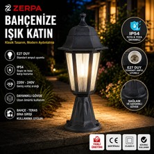 Zerpa Dış Mekan Bahçe Aydınlatma Armatürü E27 Duy | Su Geçirmez Dekoratif Bahçe Lambası | IP54 | Teras, Giriş, Yol Aydınlatma