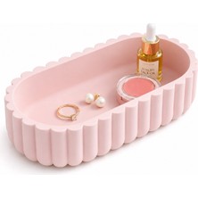 Yapı3D Oval Dekoratif Takı ve Kozmetik Düzenleyici Tepsi | Masaüstü Organizer | Çok Amaçlı Saklama Tepsisi