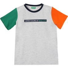 United Colors Of Benetton Erkek Çocuk Gri Melanj T-Shirt BNT-B21374