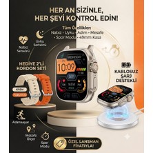Bowie 49mm Watch Ultra akıllı saat 2 kordon hediyeli nabız ölçer geniş ekran tüm telefonlara uyumlu