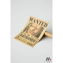 Modiwa Design One Piece Bartolomeo Wanted Poster, Çerçevesiz Yüksek Kalite Duvar Afişi - Anime Severlere Özel Hedi