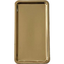Kittiwake Home Life 1 Adet Gold Geniş Dikdörtgen Metal Sunum Tepsisi 33X18 cm – Düz Çay Kahve Tatlı Ikram Servis Tepsisi