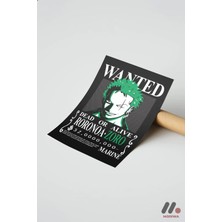 Modiwa Design One Piece Zoro Wanted Poster, Çerçevesiz Yüksek Kalite Duvar Afişi - Anime Severlere Özel Hediye