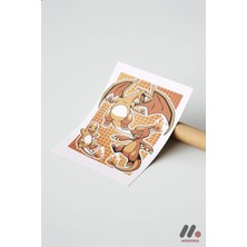 Modiwa Design Pokemon Charmander Evrim Poster, Çerçevesiz Yüksek Kalite Duvar Afişi - Anime Severlere Özel Hediye