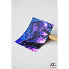 Modiwa Design Sasuke Mor Efektli Poster, Çerçevesiz Yüksek Kalite Duvar Afişi - Anime Severlere Özel Hediye