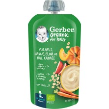 Gerber Organik Yulaflı Elma, Havuç ve Balkabaklı Püre 110 gr (3 Adet)