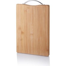 Royaleks Group Metal Tutacaklı Lüx Bambu Kesme Tahtası 30CM X20CMX1.8CM
