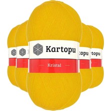 5 Adet Kristal Çift Katlı El Örgü Lif Ipi Koyu Sarı K320 Mudanis