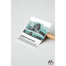Modiwa Design Honda Civic EG JDM Araba Posteri, Çerçevesiz Yüksek Kalite Duvar Afişi - Oto Severlere Özel Hediye