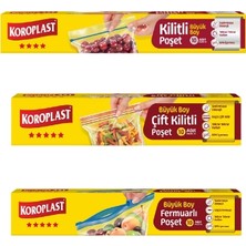 Koroplast Oroplast Kilitli Mutfak Torbası & Çift Kilitli Dondurucu Torbası Büyük Boy & Fermuarlı Çanta Büyük Boy