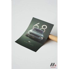 Modiwa Design Ford Mustang Bullitt 1968 Poster Yüksek Kalite Duvar Afişi - Oto Severlere Özel Hediye