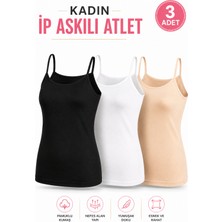 Alıç Kadın Ip Askılı Atlet (Tutku Yetkili Satıcısı) - Pamuklu Rahat Kalıp Günlük Kullanım Iç Giyim Siyah Beyaz  Ten – 3 Adet