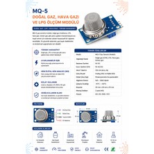 Mq-5 Doğal Gaz, Hava Gazı ve Lpg Ölçüm Modülü
