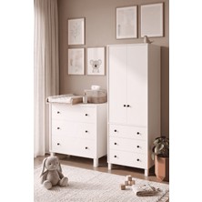 Robin Home Lena Bebek Çocuk Odası Takımı 3 Çekmece Şifonyer Gardrop Gardırop Beyaz