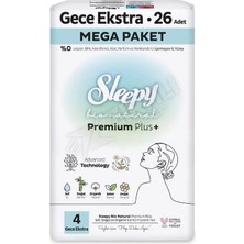 4 Adet Sleepy Bio Natural Mega Paket Extra Gece Hijyenik Ped 26'lı