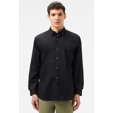 Lacoste Men's Regular Fit Button-Down Cotton Shirt Erkek Düğmeli Yaka Pamuklu Gömlek Siyah