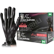 4 Adet Flex Pudrasız Eldiven M Boy 100'LÜ Siyah