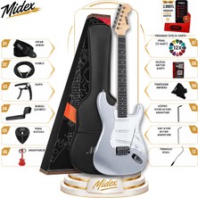 Midex RPH-30SL Gül Klavye Silver Strat Kasa SSS Elektro Gitar Seti