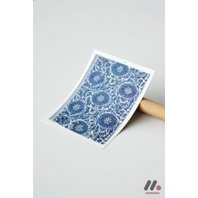 Modiwa Design Mavi Çiçek Deseni, Çerçevesiz Yüksek Kalite Duvar Afişi - Ev Dekorasyonu