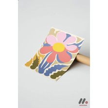 Modiwa Design Renkli Retro Çiçek Deseni, Çerçevesiz Yüksek Kalite Duvar Afişi - Ev Dekorasyonu