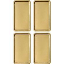 Kittiwake Home Life 4 Adet Gold Geniş Dikdörtgen Metal Sunum Tepsisi 33X18 cm – Düz Çay Kahve Tatlı Ikram Tepsisi Seti