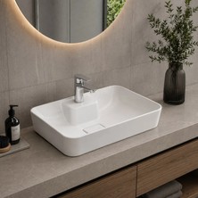 Kale Zero 2.0 60x40 cm Ada Armatür Bantlı Dikdörtgen Çanak Lavabo