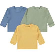 Mini Damla Minidamla Basic 3'lü Set 6-18 Ay Sweatshirt - Mavi