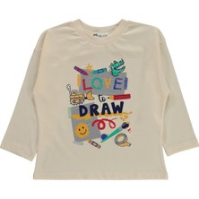 Civil Boys Love To Draw Baskılı 2-5 Yaş Sweatshirt Km - Ekru
