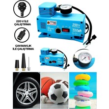 Ototechparca 220 Volt-12 Volt 250 Psi Geniş Uygulama Yelpazesi Kompresör Lastik Hava Şişirme Oto Pompası
