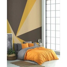 Ototechparca Kingsize Poplin Nevresim Diamond Turuncu Antrasit