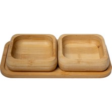 Deconore Natura Bambu Kare 2'li Çerezlik Seti (20.5x9.5 Cm)