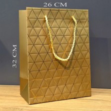 Ototechparca Gold Geometrik Desenli Büyük Boy Karton Hediye Çantası