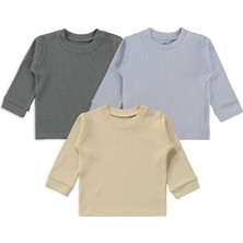 Mini Damla Minidamla Basic 3'lü Set 6-18 Ay Sweatshirt - Mavi
