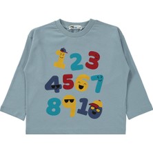 Civil Boys Eğlenceli Sayılar Baskılı 2-5 Yaş Sweatshirt Km - Mavi