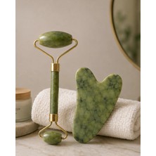 Ototechparca Jade Roller ve Gua Sha Taşı Yüz Bakım Masaj Seti