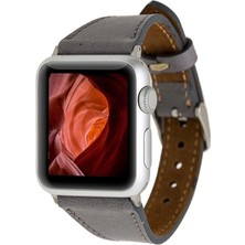 Ototechparca Apple Watch Uyumlu Deri Kordon 42-44-45MM Slim Rst9 Gri