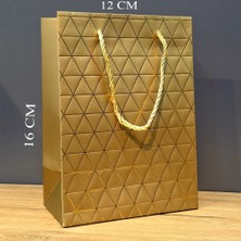 Ototechparca Gold Geometrik Desenli Mini Boy Karton Hediye Çantası