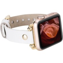 Ototechparca Apple Watch Uyumlu Deri Kordon 38-40-41MM Frg F3 Beyaz