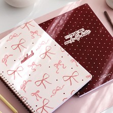 Paperora A4 Spiralli Karton Kapak 2’li Set Çizgili Okul Defteri 80 Yaprak, Ders Programlı Bordo Krem Kurdele