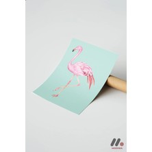 Modiwa Design Flamingo İllüstrasyonu, Çerçevesiz Yüksek Kalite Duvar Afişi - Hayvan Severlere Hediye