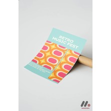 Modiwa Design Retro Music Fest Posteri, Çerçevesiz Yüksek Kalite Duvar Afişi - Modern Ev Dekorasyonu