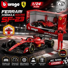 Depomiks Avm Bburago Ferrari Sf-23 1/24 Lisanslı Die Cast Model Araba Pilot Figürlü