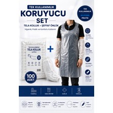 Femy Tek Kullanımlık Naylon Önlük ve Tela Ribanalı Kolluk  300'LÜ Paket