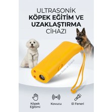 Ototechparca Köpek Kovucu Ultrasonik Eğitim Cihazı LED Fenerli Taşınabilir Sarı Yardımcı Ürün