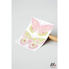 Modiwa Design Pembe Kelebek Deseni, Çerçevesiz Yüksek Kalite Duvar Afişi - Modern Ev Dekorasyonu